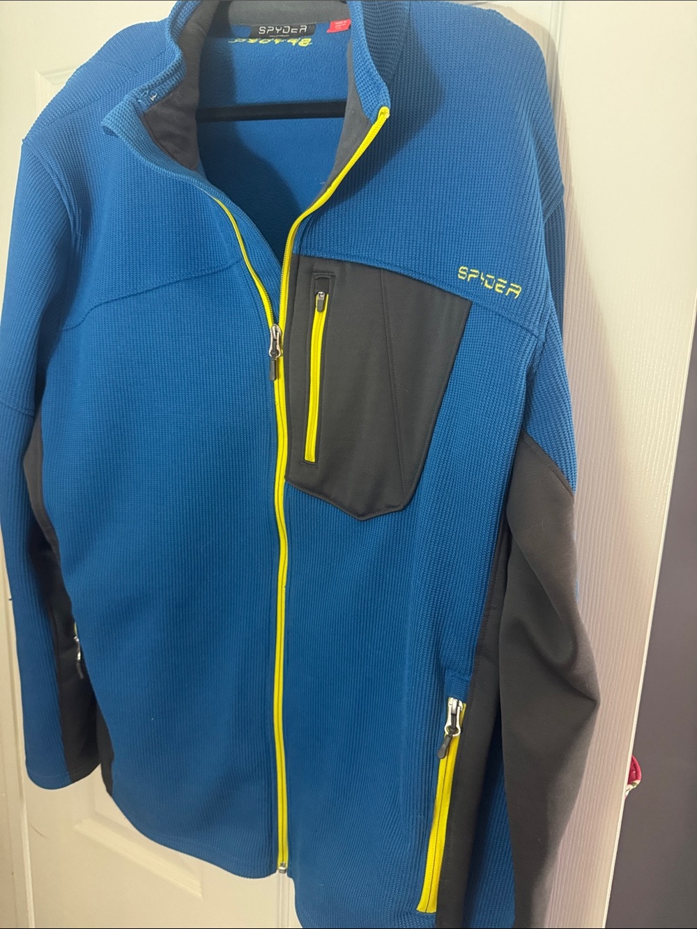 Spyder Blue and Gray Fleece Jacket with Yellow Zippers